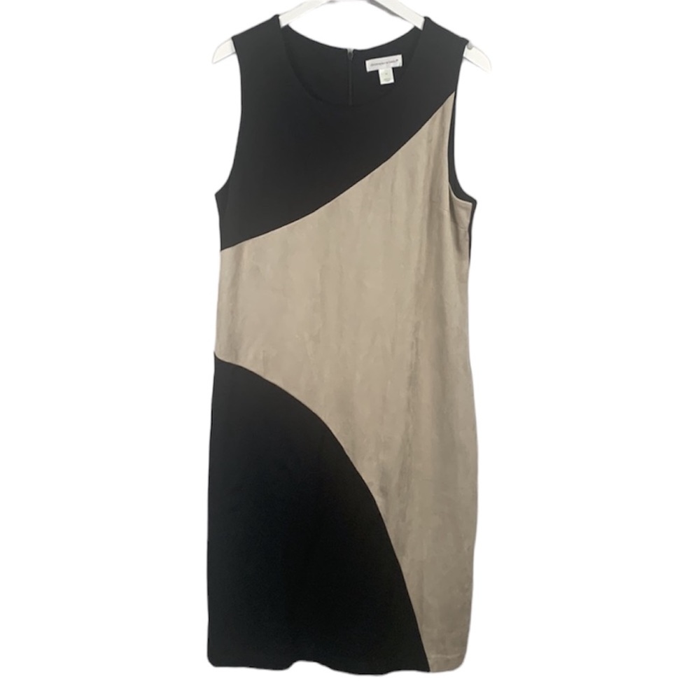 Christopher & Banks Faux Suede Sheath Sleeveless MIDI Knee Length Dress 14